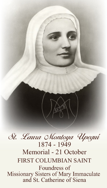 Oct 21st: St. Laura Montoya Upegui Holy Card